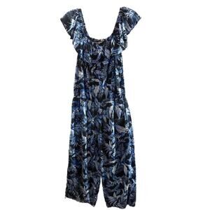 Tommy Bahama Jumpsuit Womens Medium Multi Indigo Garden Floral Off The Shoulder